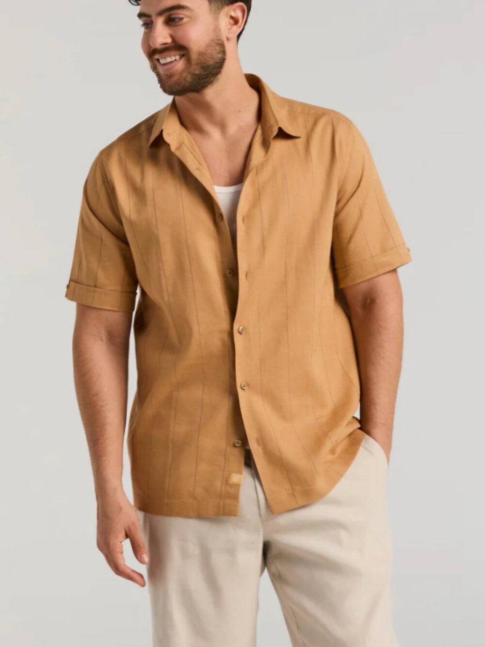 NWT Cubavera chino linen pockets tan beige versatile breathable shorts 30 in